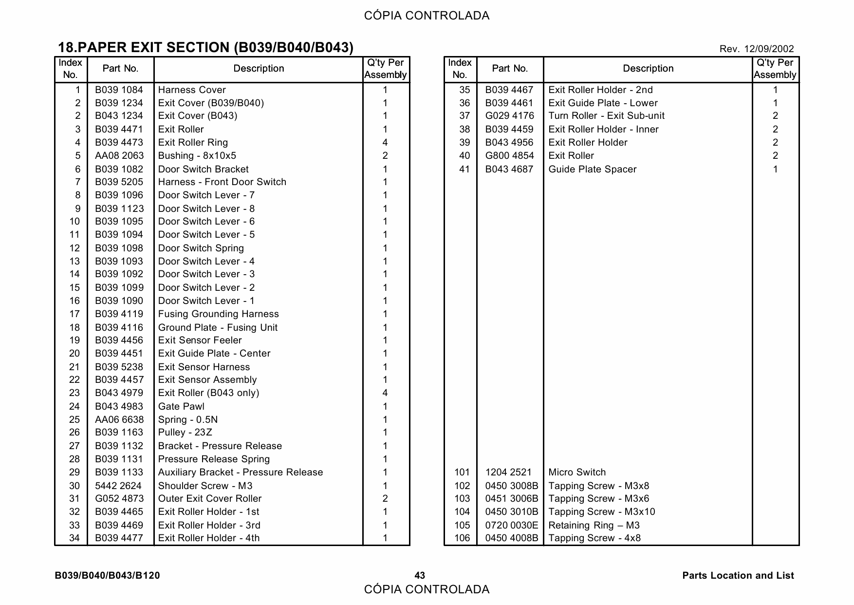 RICOH Aficio 1015 1018 1018D 1113 B039 B040 B043 B120 Parts Catalog-4